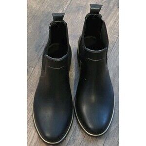 Kate Spade New York Sedgwick Black Chelsea Rain Boots Bow Gold Trim Size 7